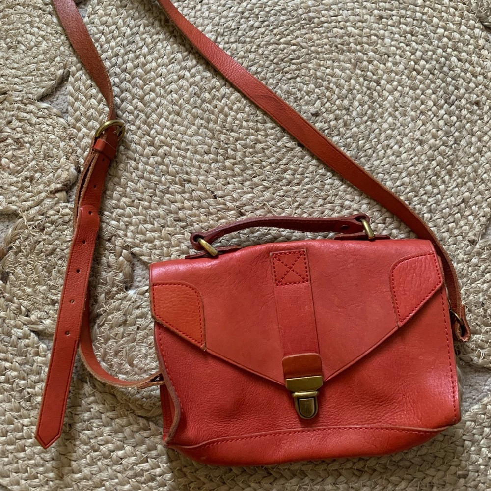 Madewell Red Leather Crossbody Bag